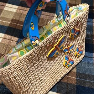 Colorful Butterfly Woven Satchel